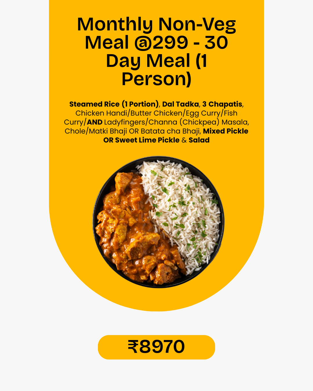 Monthly Veg Meal @ 299.00 (30 Days)